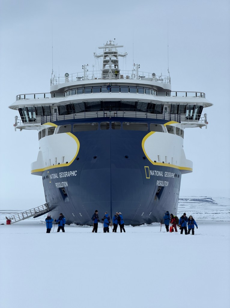 National Geographic Resolution parked in the ice in the Arctic
