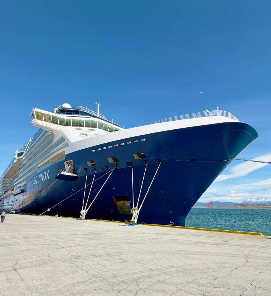 Celebrity Equinox bow and bridge photographed from the quayside