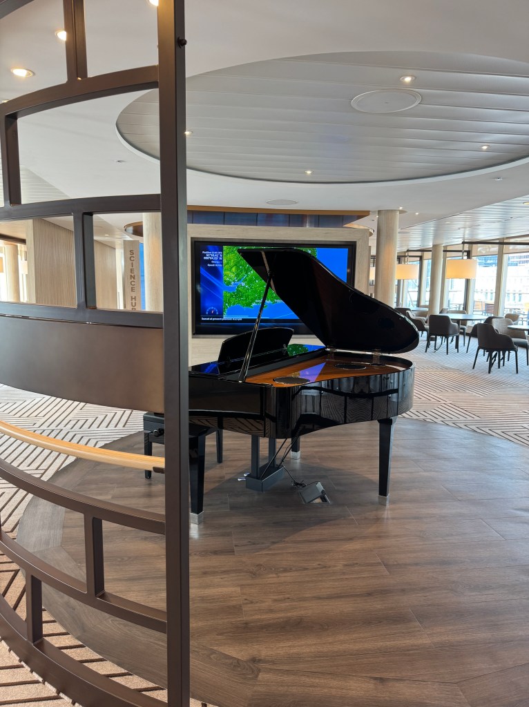 A mini Grand Piano on board National Geographic Endurance