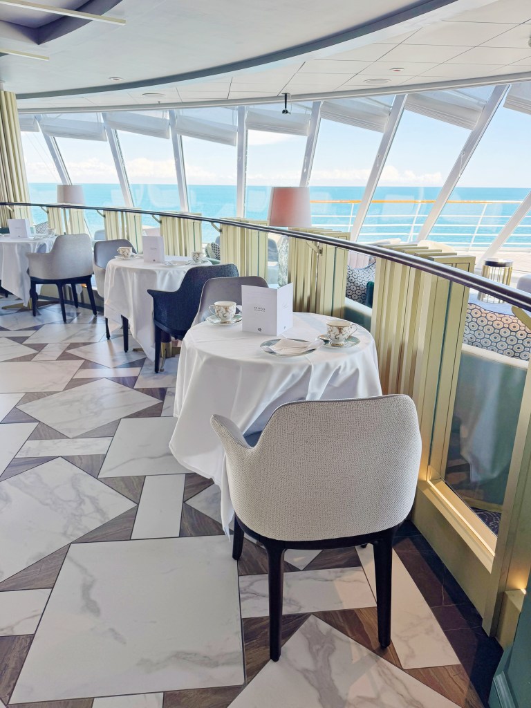 A table for two set for afternoon tea in the Palm Court.