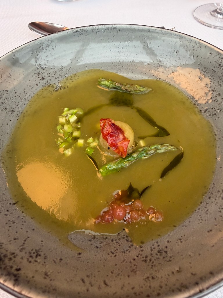 Soup course on Zero Waste menu, in Cook's Nook on National Geographic Resolution