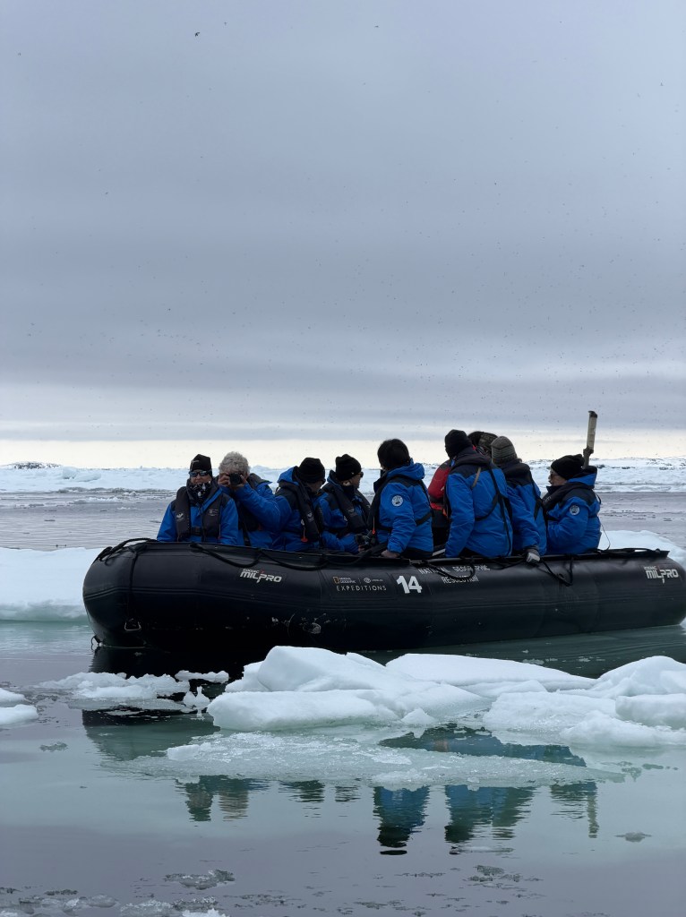 Passengers on a Zodiac in the Arctic, from National Geographic Resolution